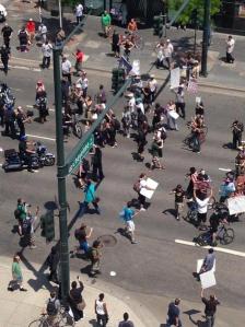 A "Restore the 4th" protest against NSA surveillance last year in Denver ended in two arrests. Credit to Danielle Kees of the Denver Post.