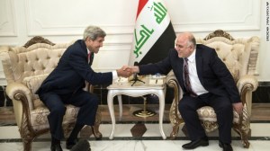 Secretary of State John Kerry meets with Iraqi Prime Minister Haider al-Abadi.